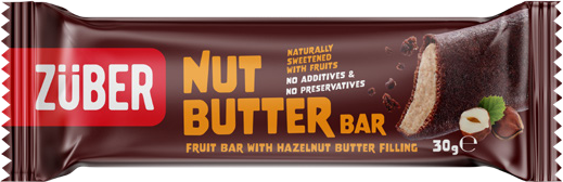 Züber hazelnut butter filled fruit bar