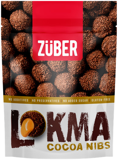 Züber Lokma cocoa nib coated fruit balls